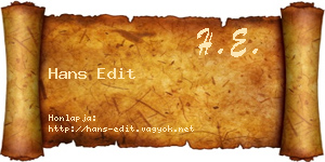 Hans Edit névjegykártya